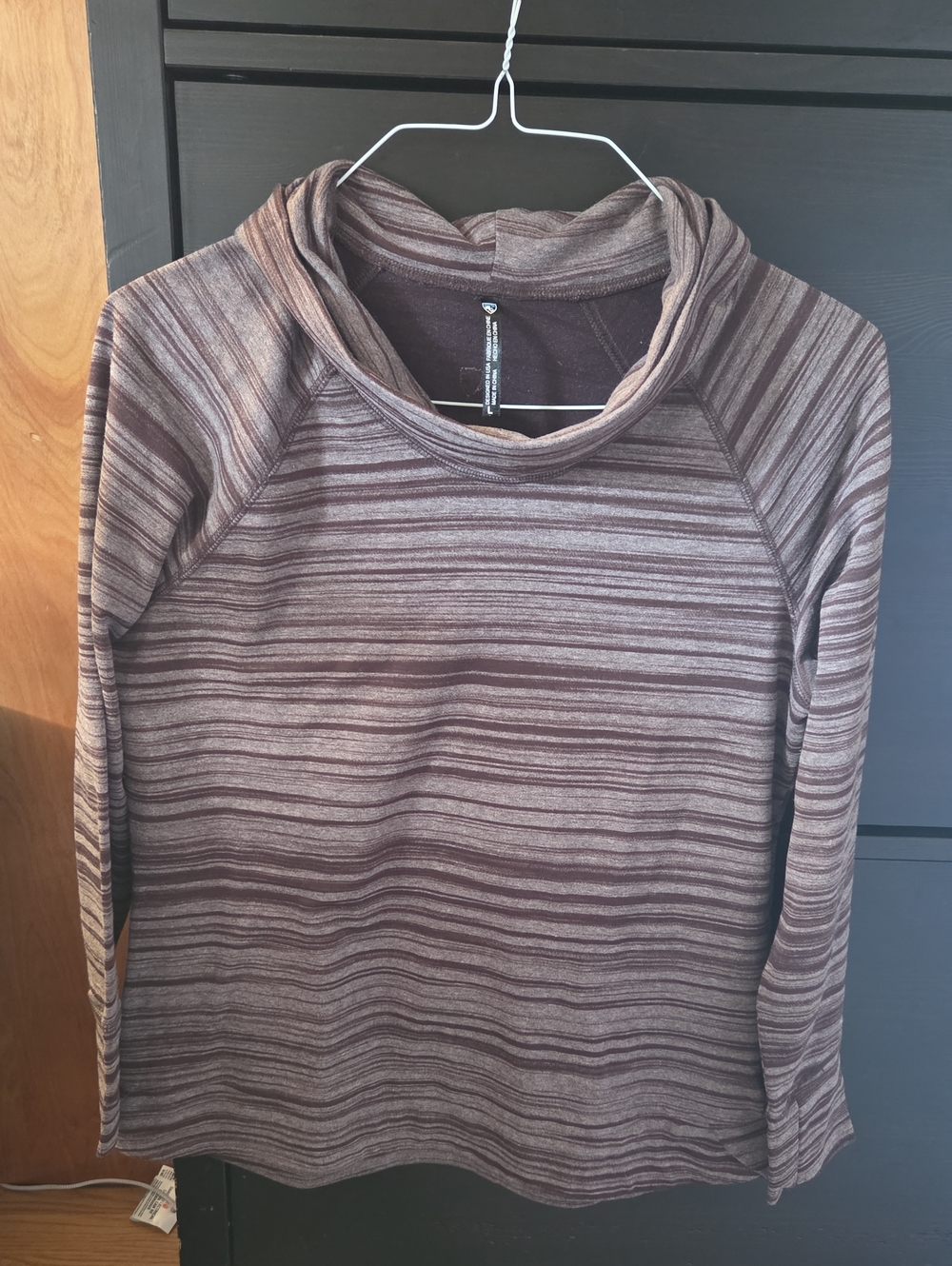 Kuhl Piper Cowl Neck Brown Stiped Pullover Womens Size Large Style 4201